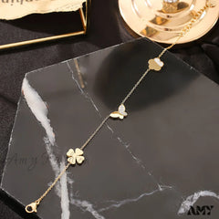 Simple Design Four-Leave Clover Butterfly Bracelet