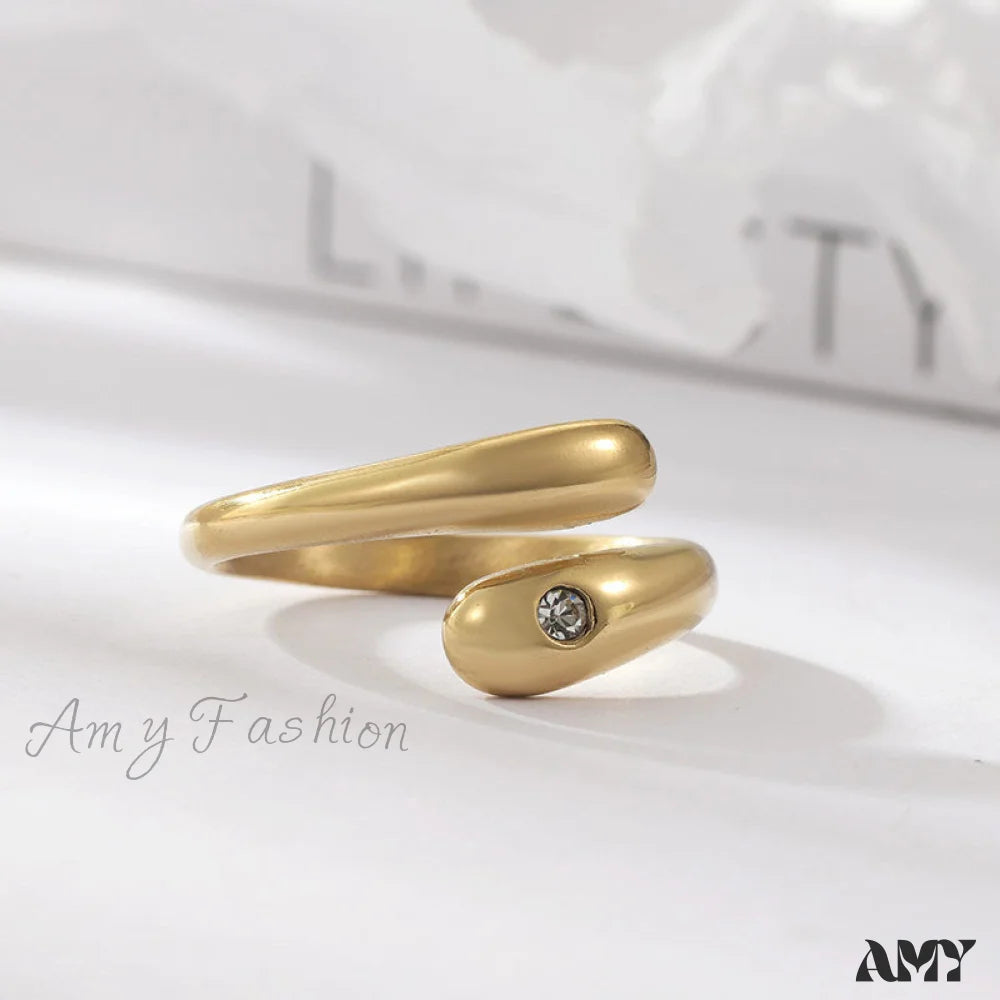 Simple Diamond Studded Gold Plating Rings