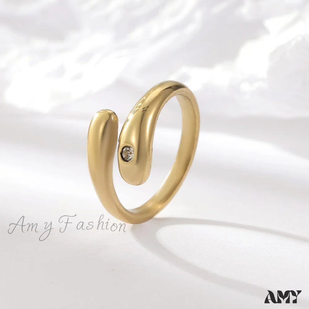 Simple Diamond Studded Gold Plating Rings Gold / 6