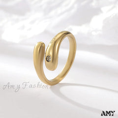 Simple Diamond Studded Gold Plating Rings Gold / 6