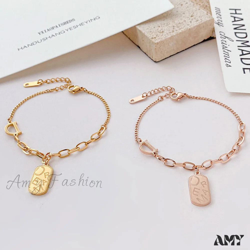 Simple Rose Gold Niche Design Letters Jewelry Bracelet