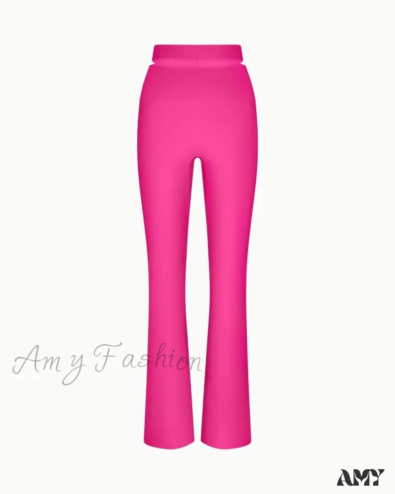 Sleek Stretch Cutout Foldover Trouser Fuchsia / Xs