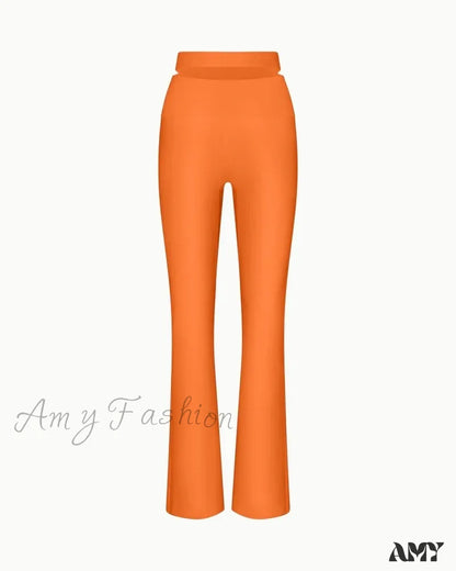 Sleek Stretch Cutout Foldover Trouser Papaya / Xs