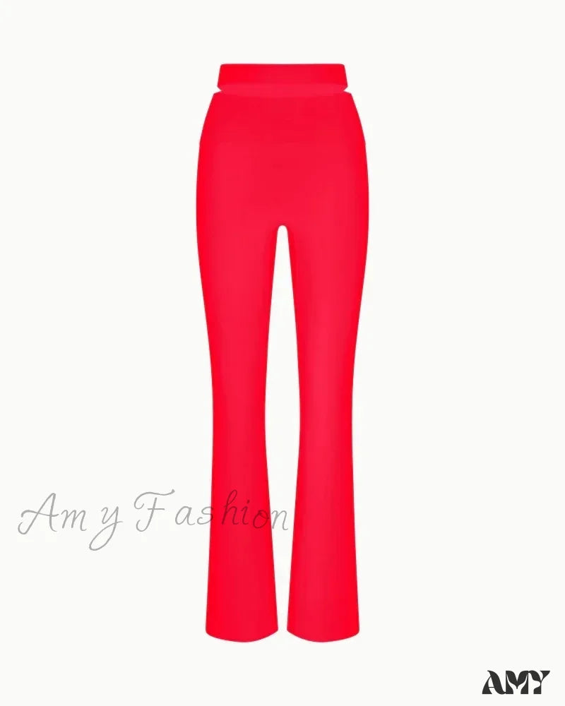 Sleek Stretch Cutout Foldover Trouser Tomato / Xs