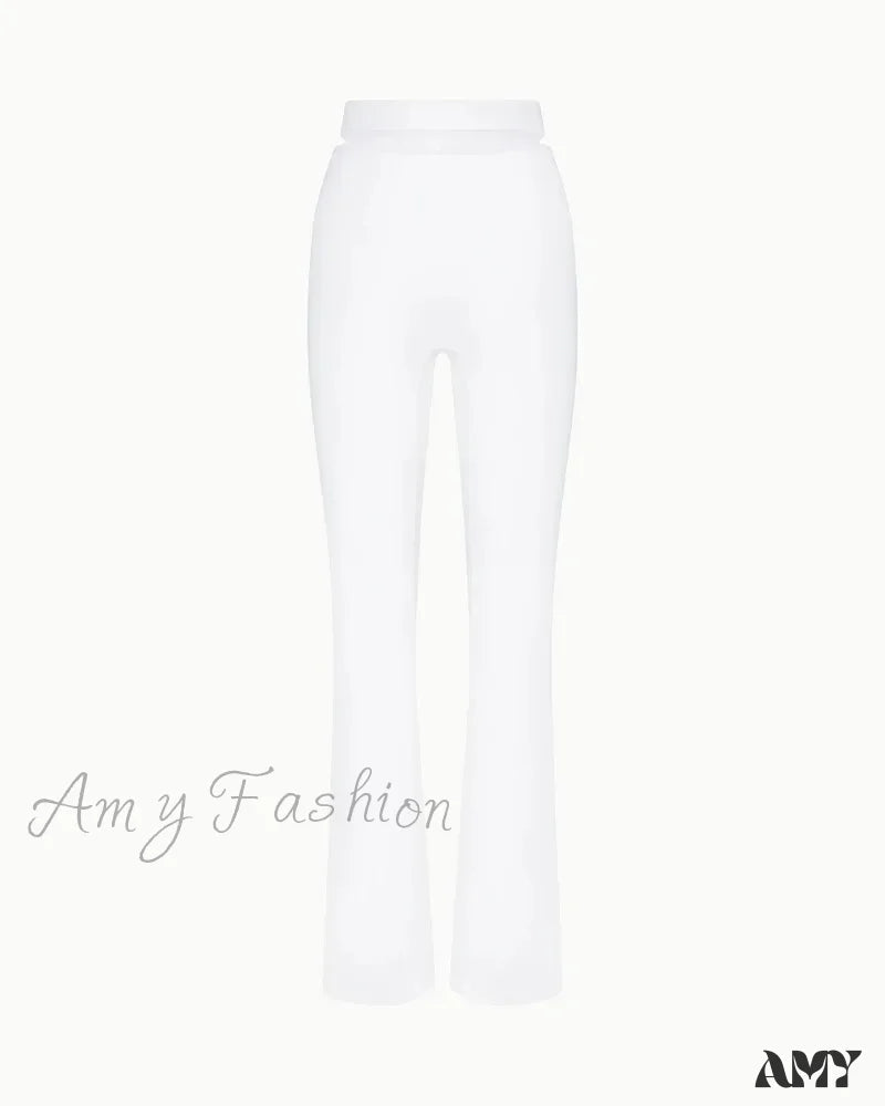 Sleek Stretch Cutout Foldover Trouser White / Xs