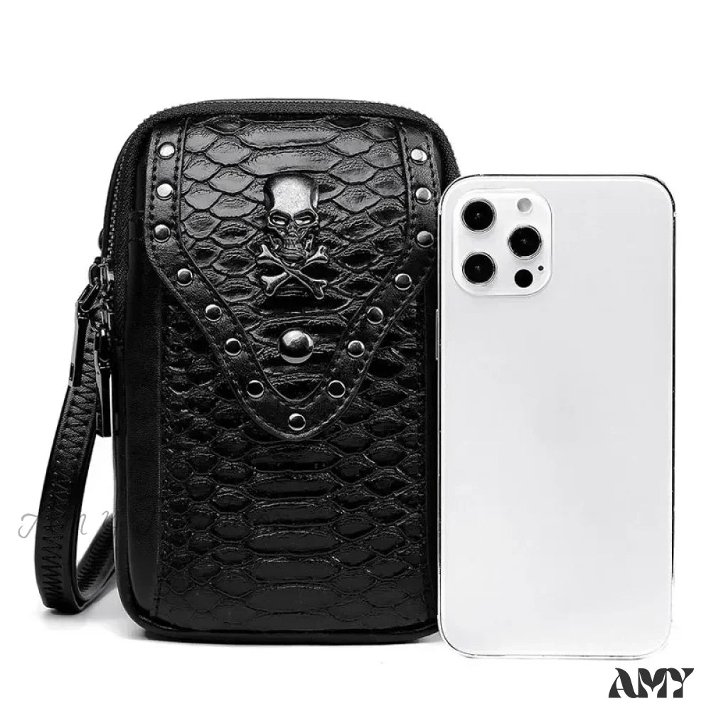 Snake Bag Travel Ladies Shoulder Motorcycle Mobile Lipstick Outdoor Skull Punk Phone Pattern