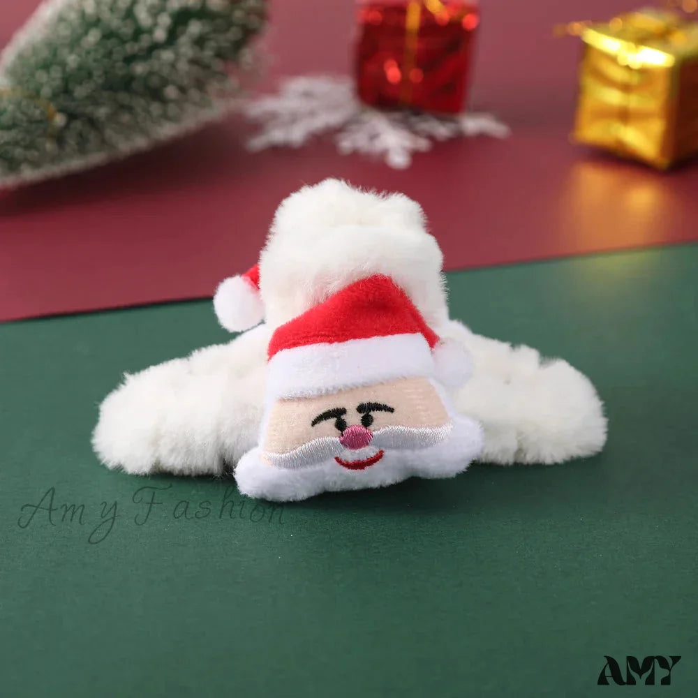 Snowman Plush Red Festive Christmas Ponytail Hair Accessory Red 3