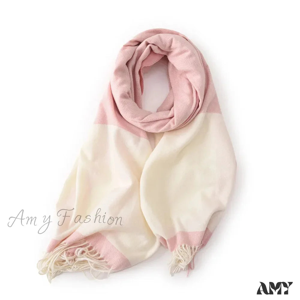 Soft Exotic Turkish Tassel Hijab Scarf - Multifunctional And Versatile Striped Design Pink