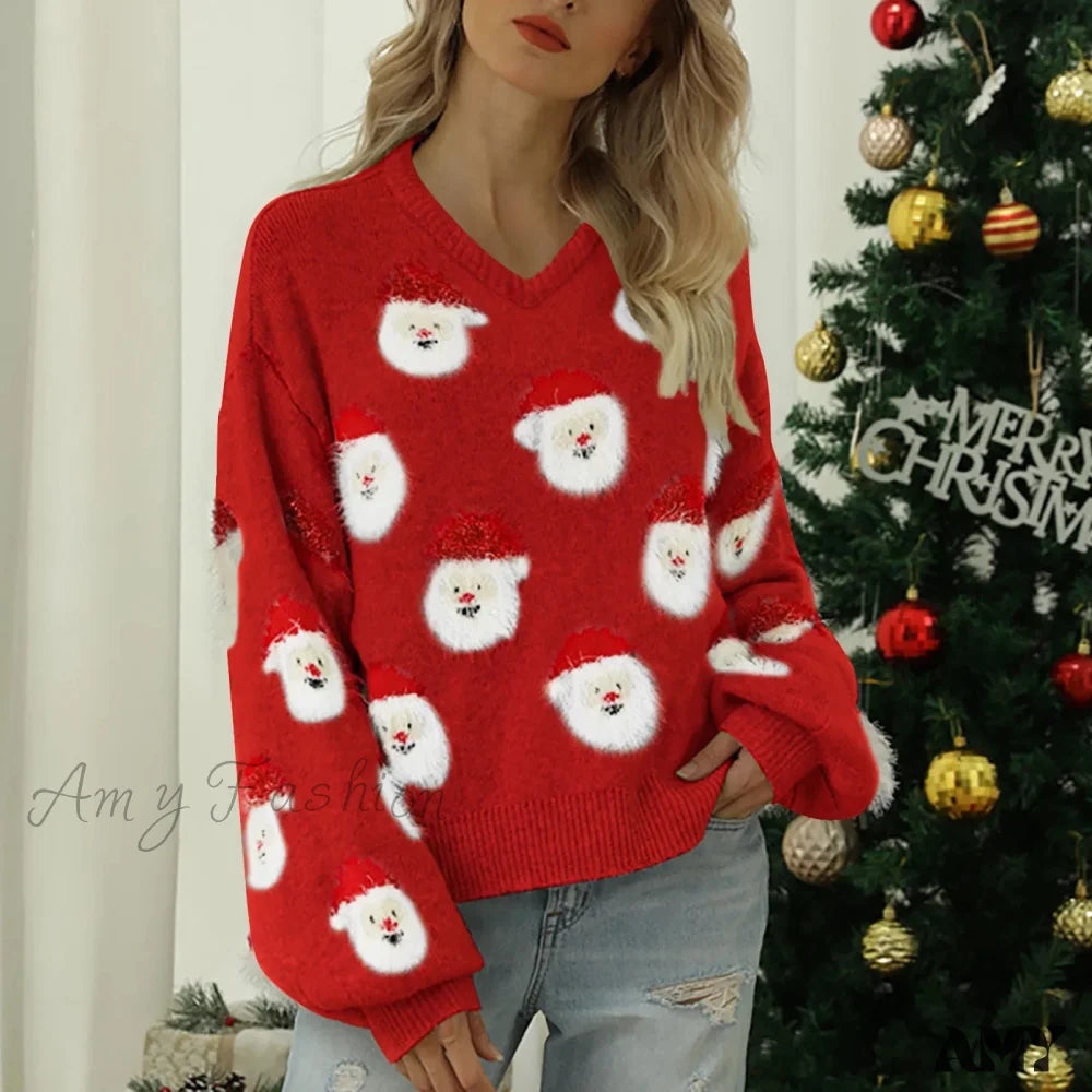 Soft Loose Crewneck Pullover For Autumn Winter Christmas Sweater