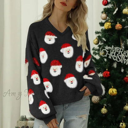 Soft Loose Crewneck Pullover For Autumn Winter Christmas Sweater