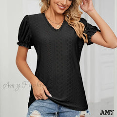 Solid Casual Loose Fashion Summer Vintage Oversized Elegant Female Tops Blouses