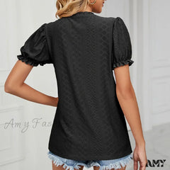 Solid Casual Loose Fashion Summer Vintage Oversized Elegant Female Tops Blouses