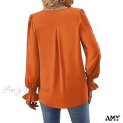 Solid Casual Loose Vintage Oversized Elegant Female Autumn Tops Blouses