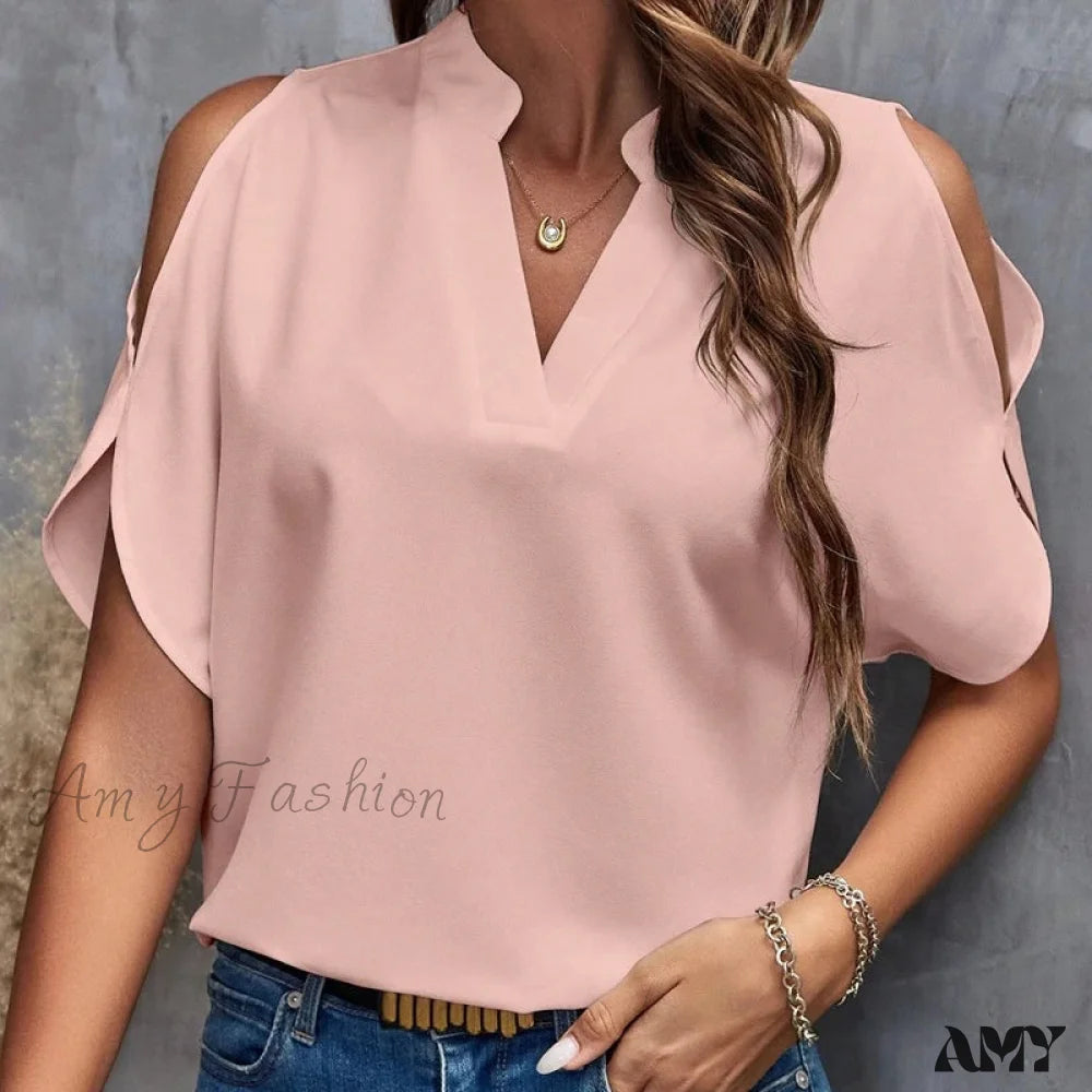 Solid Casual Loose Vintage Oversized Elegant Female Summer Tops Blouses
