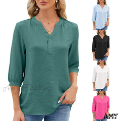 Solid Casual Loose Vintage Oversized Elegant Female Summer Tops Blouses