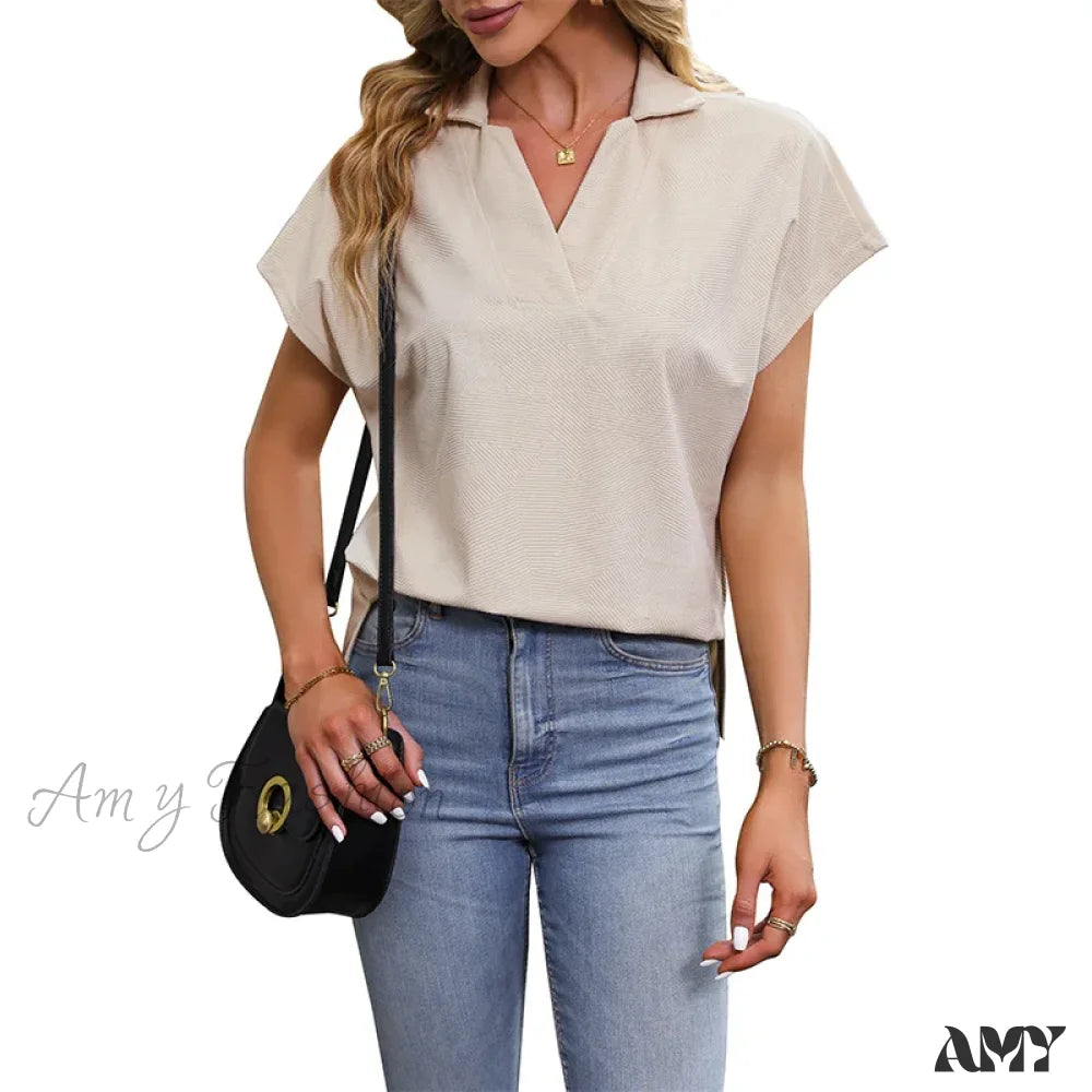 Solid Casual Loose Vintage Oversized Elegant Female Summer Tops Blouses