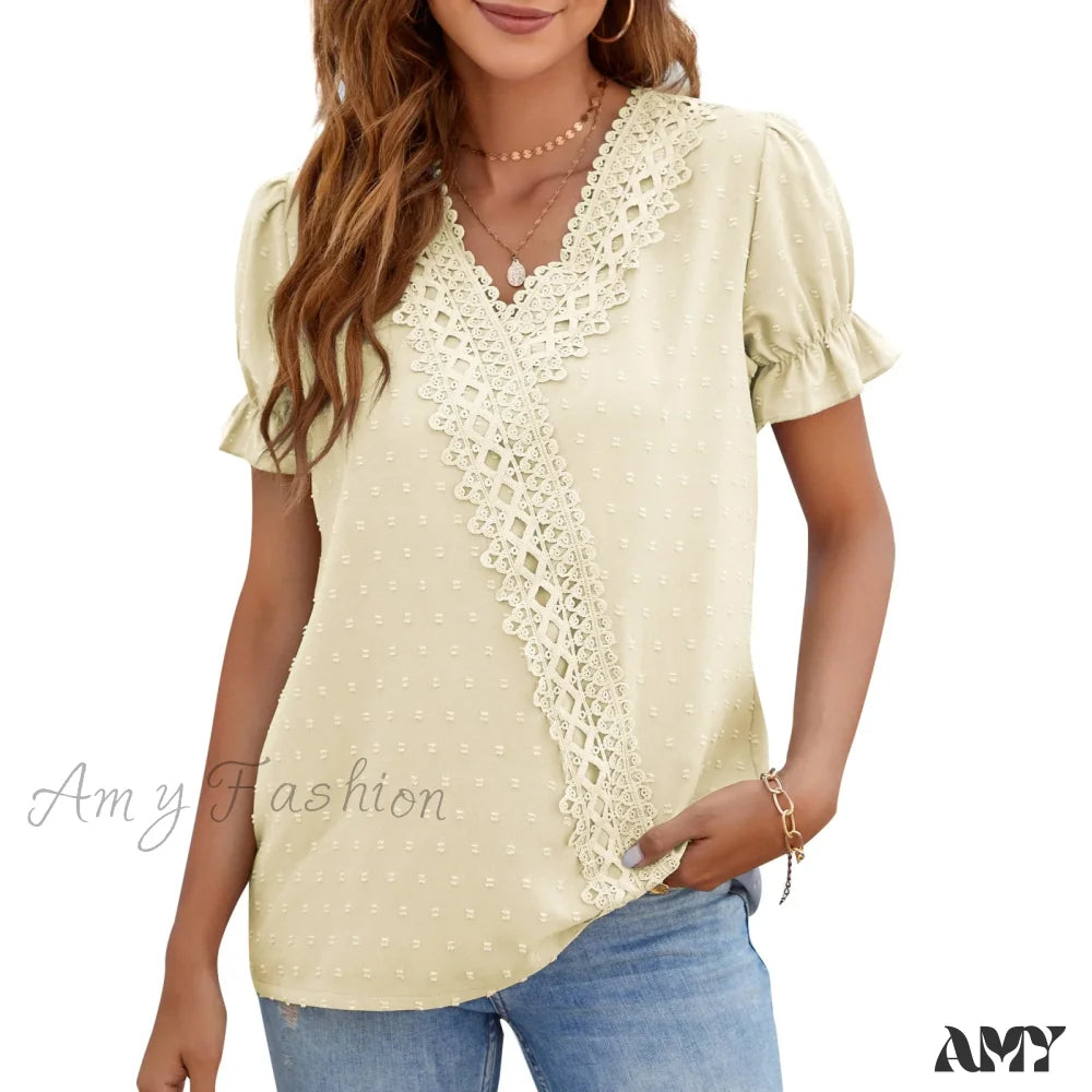 Solid Casual Loose Vintage Oversized Elegant Female Summer Tops Blouses