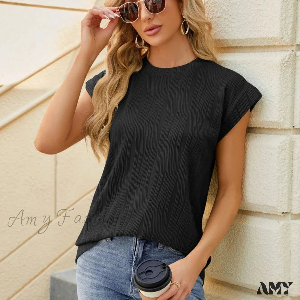 Solid Casual Loose Vintage Oversized Elegant Female Summer Tops Blouses