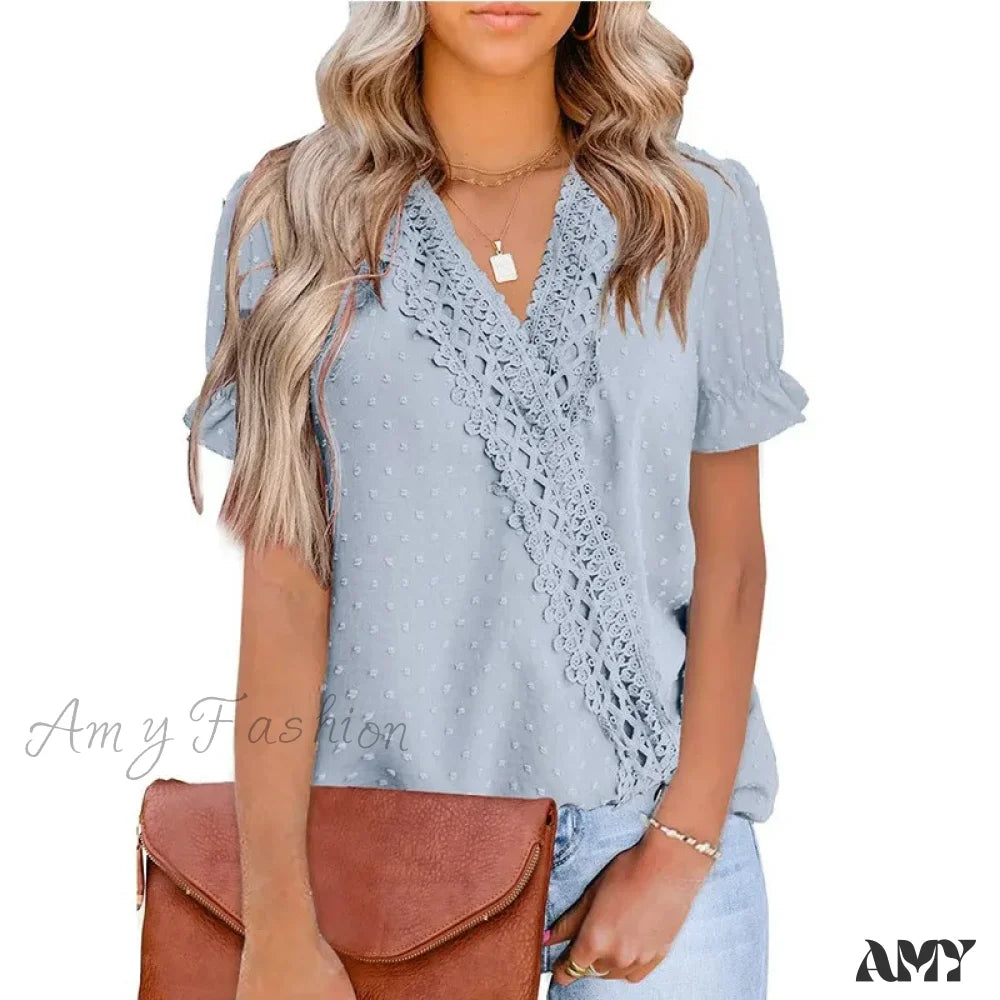 Solid Casual Loose Vintage Oversized Elegant Female Summer Tops Blouses