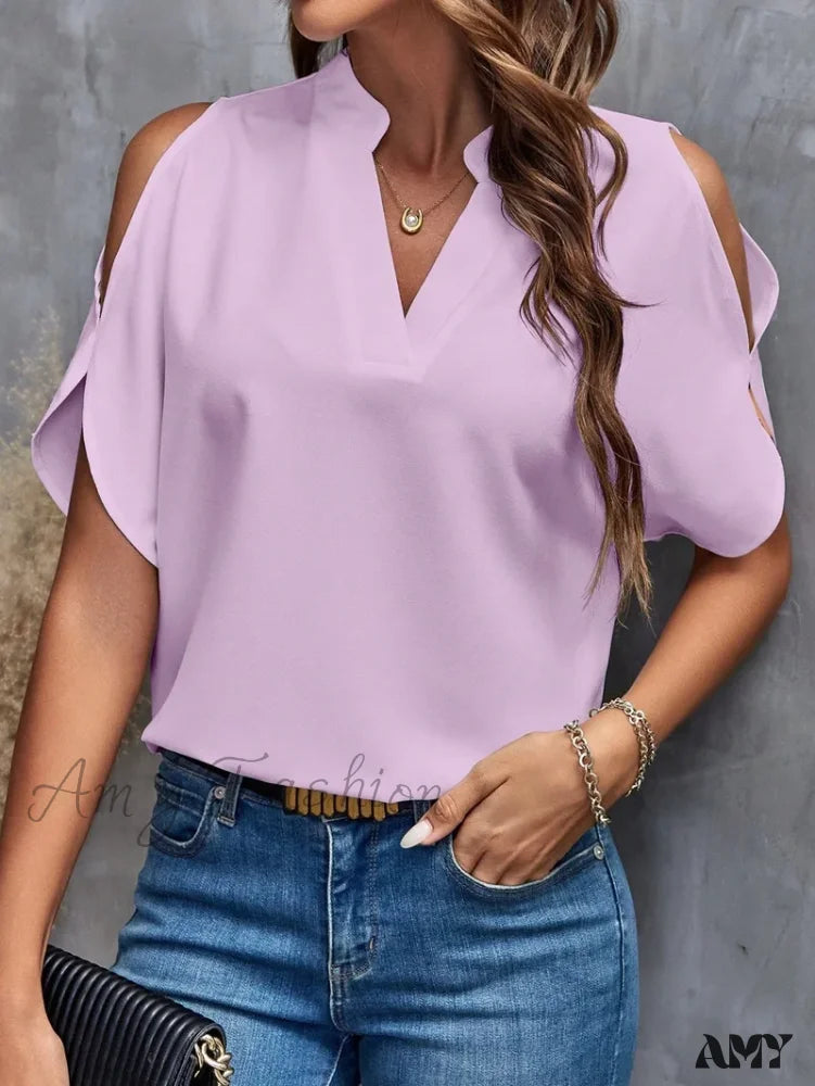 Solid Casual Loose Vintage Oversized Elegant Female Summer Tops Blouses Bk025-8 / S