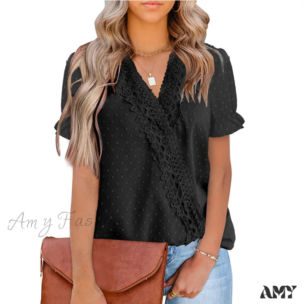 Solid Casual Loose Vintage Oversized Elegant Female Summer Tops Blouses Bk043-2 / S