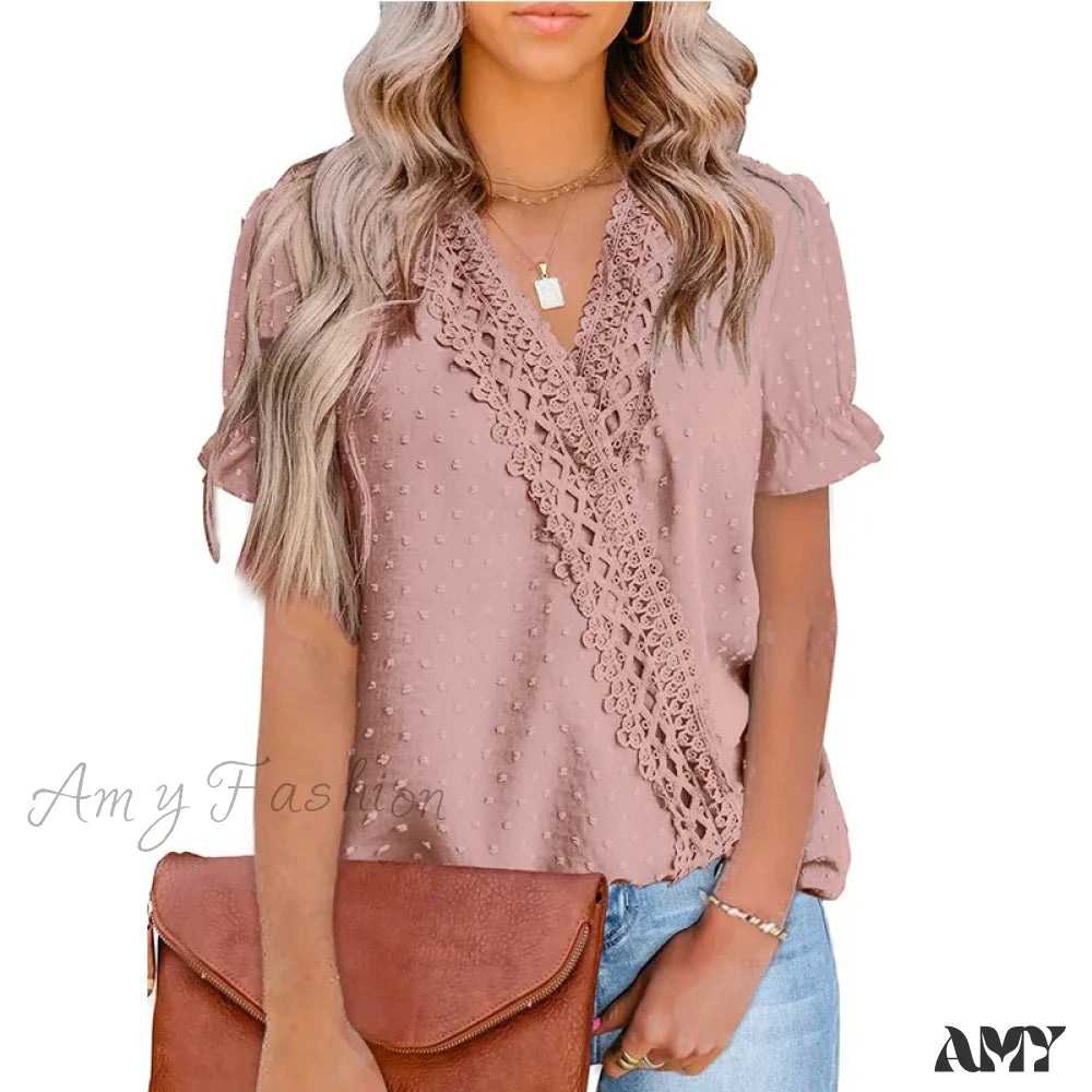 Solid Casual Loose Vintage Oversized Elegant Female Summer Tops Blouses Bk043-3 / S