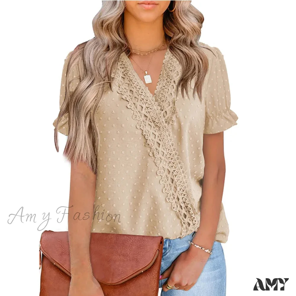 Solid Casual Loose Vintage Oversized Elegant Female Summer Tops Blouses Bk043-5 / S