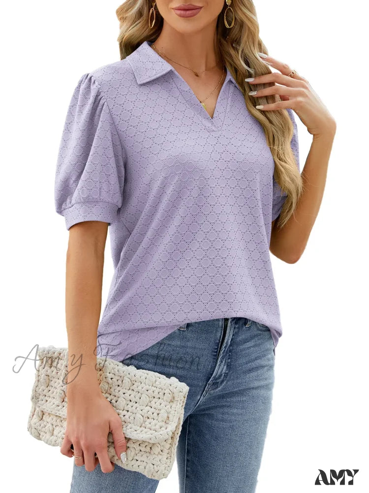 Solid Casual Loose Vintage Oversized Elegant Female Summer Tops Blouses Bk051-4 / S