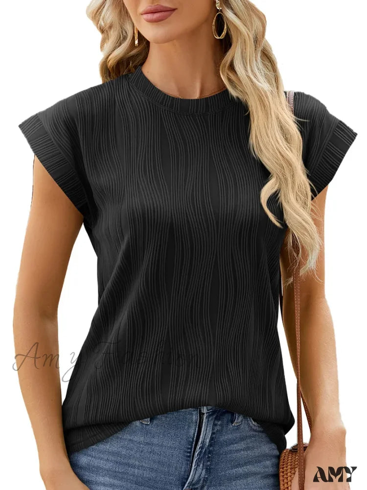 Solid Casual Loose Vintage Oversized Elegant Female Summer Tops Blouses Bk065-1 / S