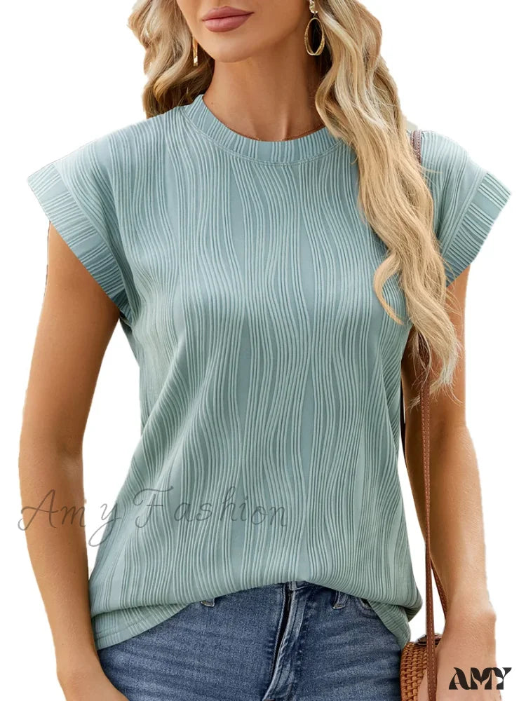 Solid Casual Loose Vintage Oversized Elegant Female Summer Tops Blouses Bk065-3 / S