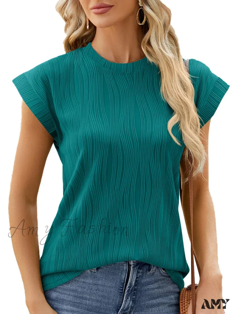 Solid Casual Loose Vintage Oversized Elegant Female Summer Tops Blouses Bk065-4 / S