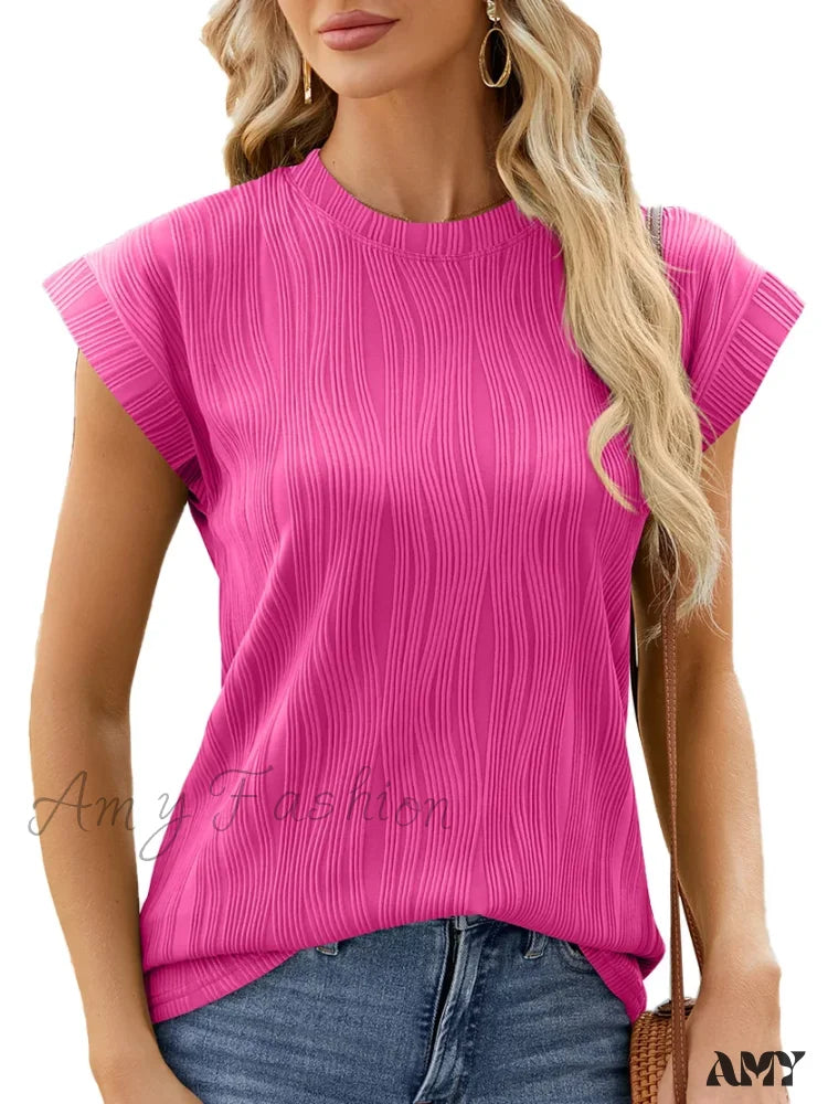 Solid Casual Loose Vintage Oversized Elegant Female Summer Tops Blouses Bk065-5 / S