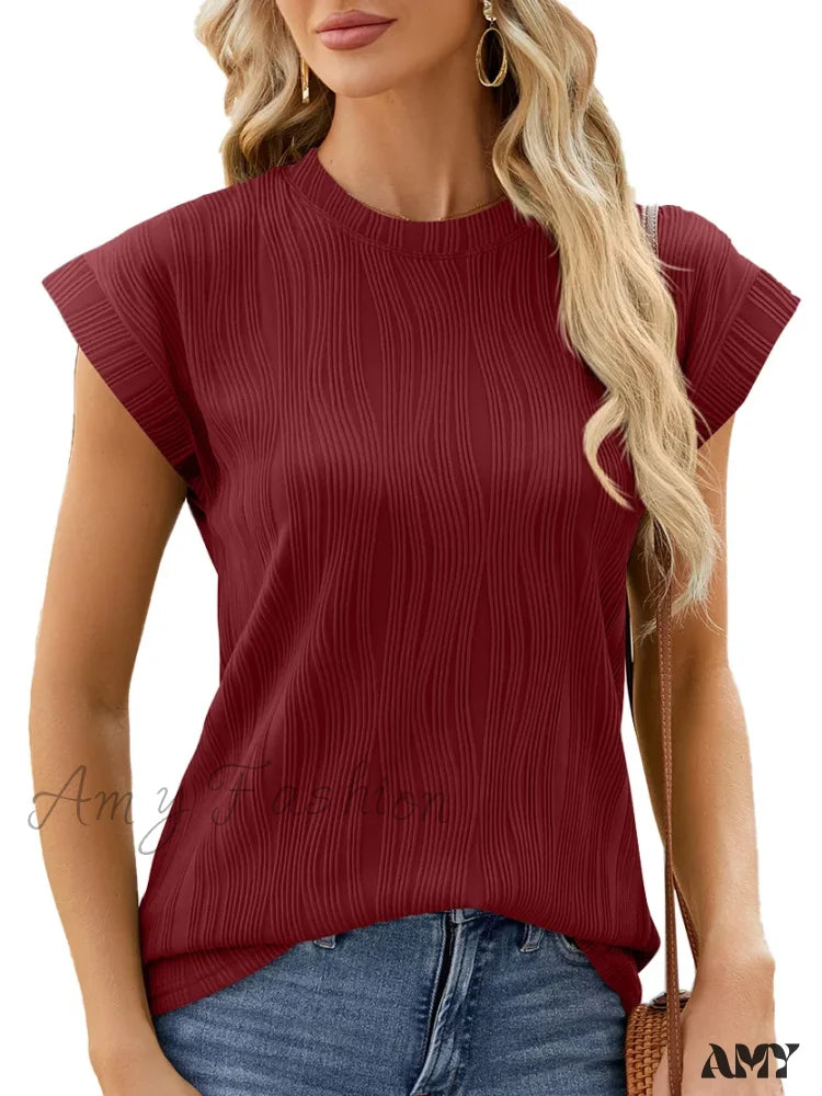 Solid Casual Loose Vintage Oversized Elegant Female Summer Tops Blouses Bk065-6 / S