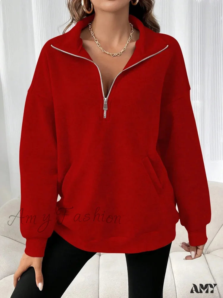 Solid Color Cozy Trendy Stylish Comfortable Chic Elegant Hoodies Red / S