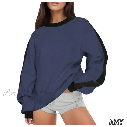 Solid Comfortable Cozy Trendy Stylish Elegant Chic Hoodies Navy / S