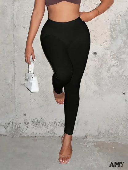 Solid High Waist Sexy Elastic Casual Yoga Pants At All Seasons Leggings