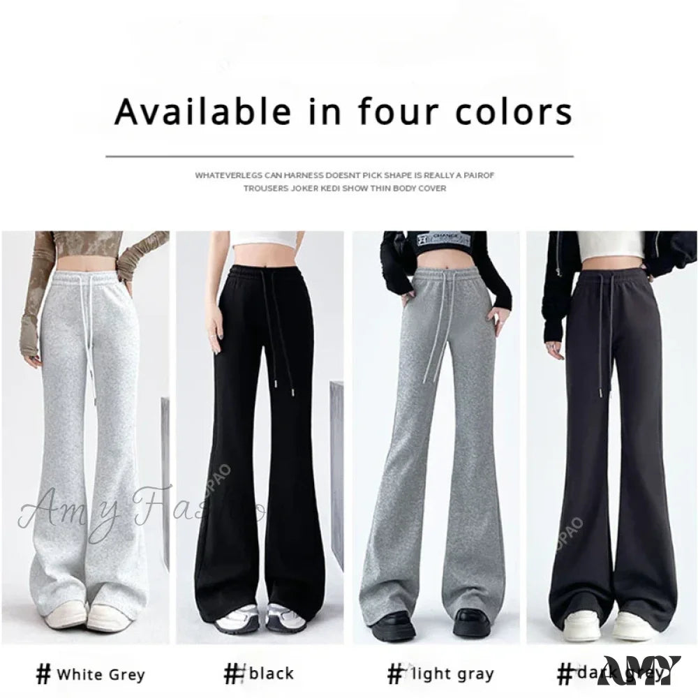 Solid High Waisted Basic Slim Fitness Flared Pants