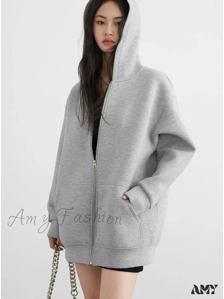 Solid Loose Casual New Trendy Comfortable Stylish Chic Hoodies