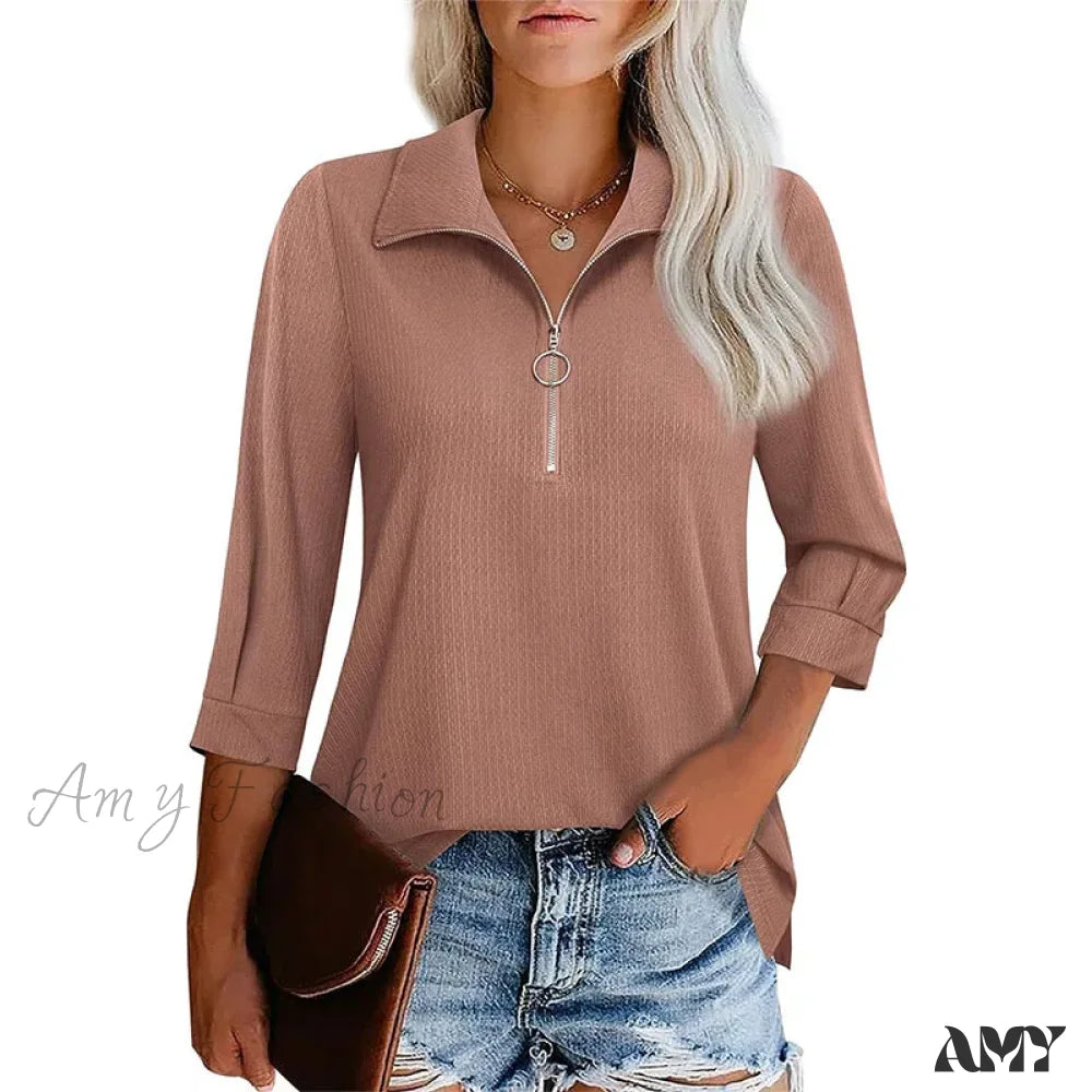 Solid Slim Oversized Elegant Youth Female Tops Blouses Qu535-2 / S