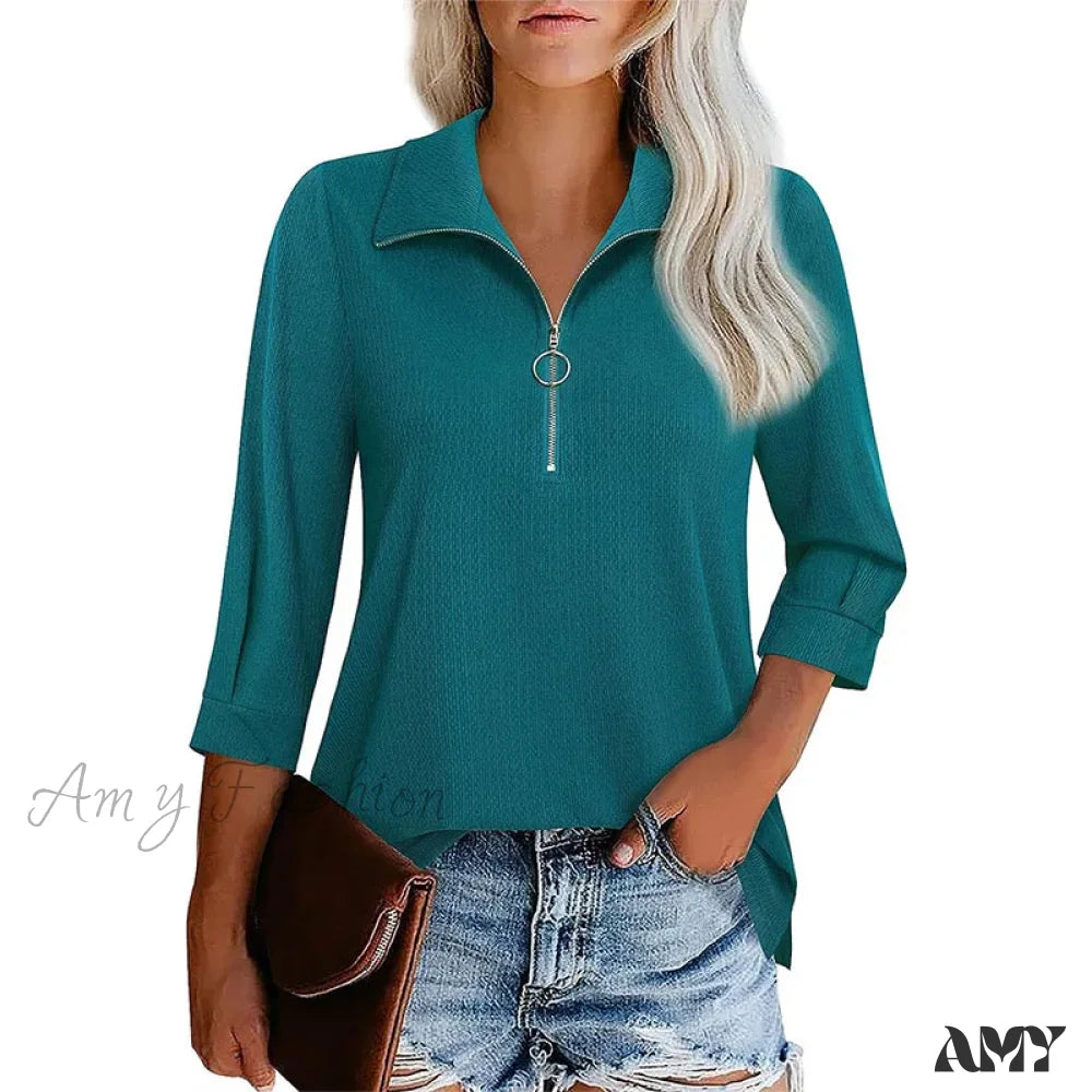 Solid Slim Oversized Elegant Youth Female Tops Blouses Qu535-3 / S