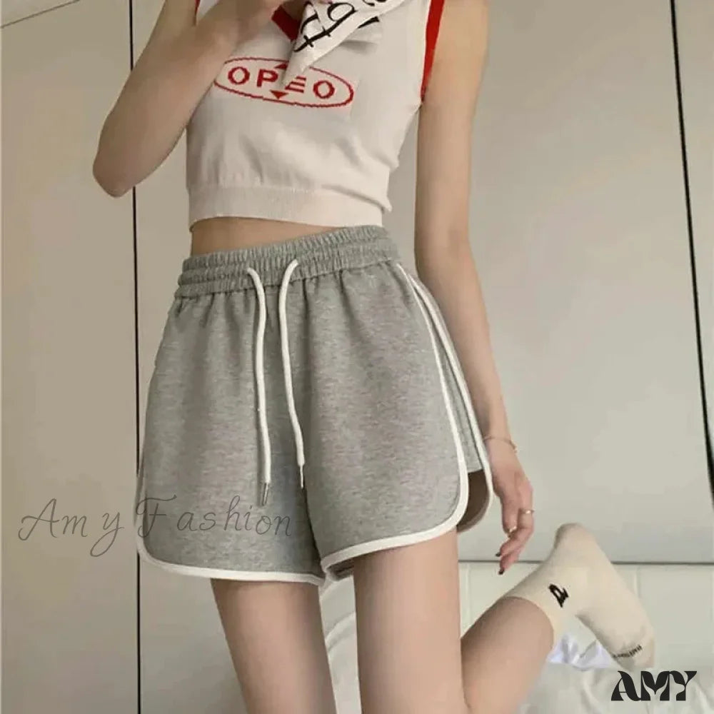 Sports Summer New Yoga Casual Loose Breathable Simple Trendy Short Grey / S