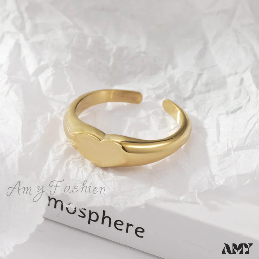 Stainless Steel Glossy Heart Rings