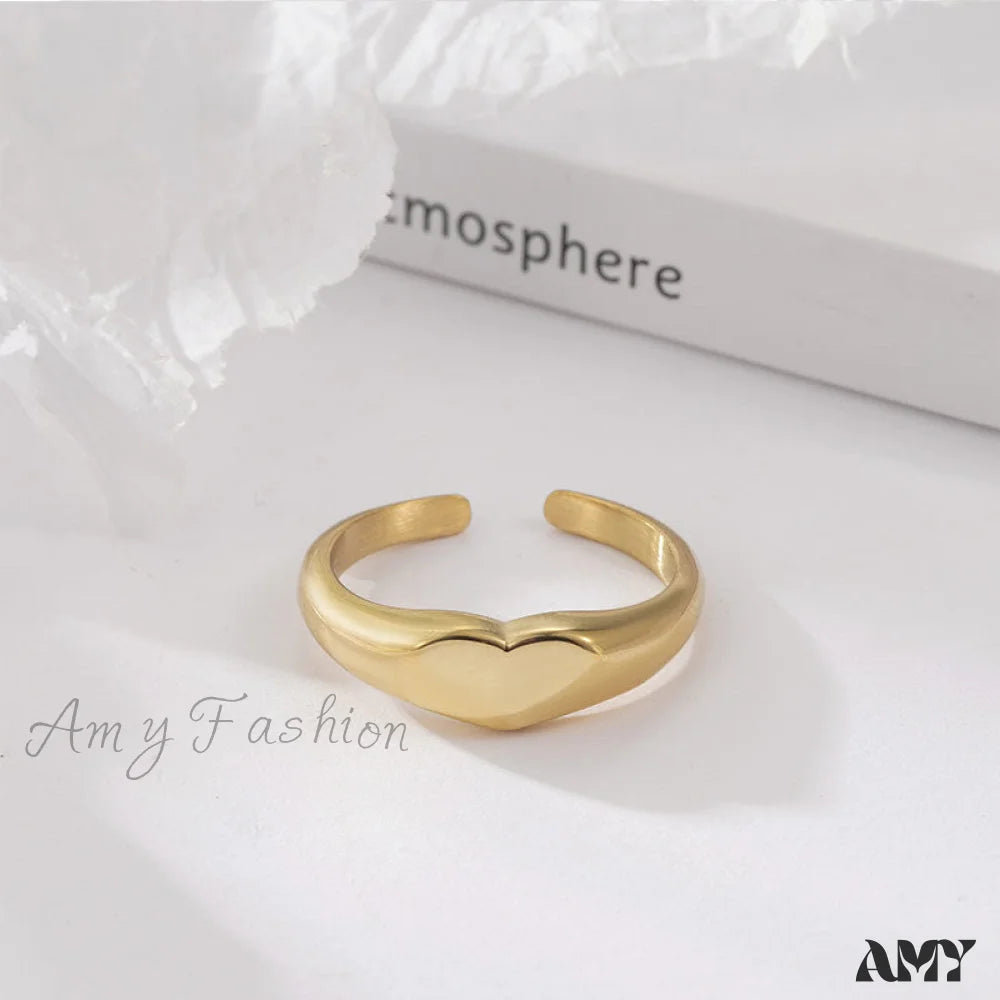 Stainless Steel Glossy Heart Rings