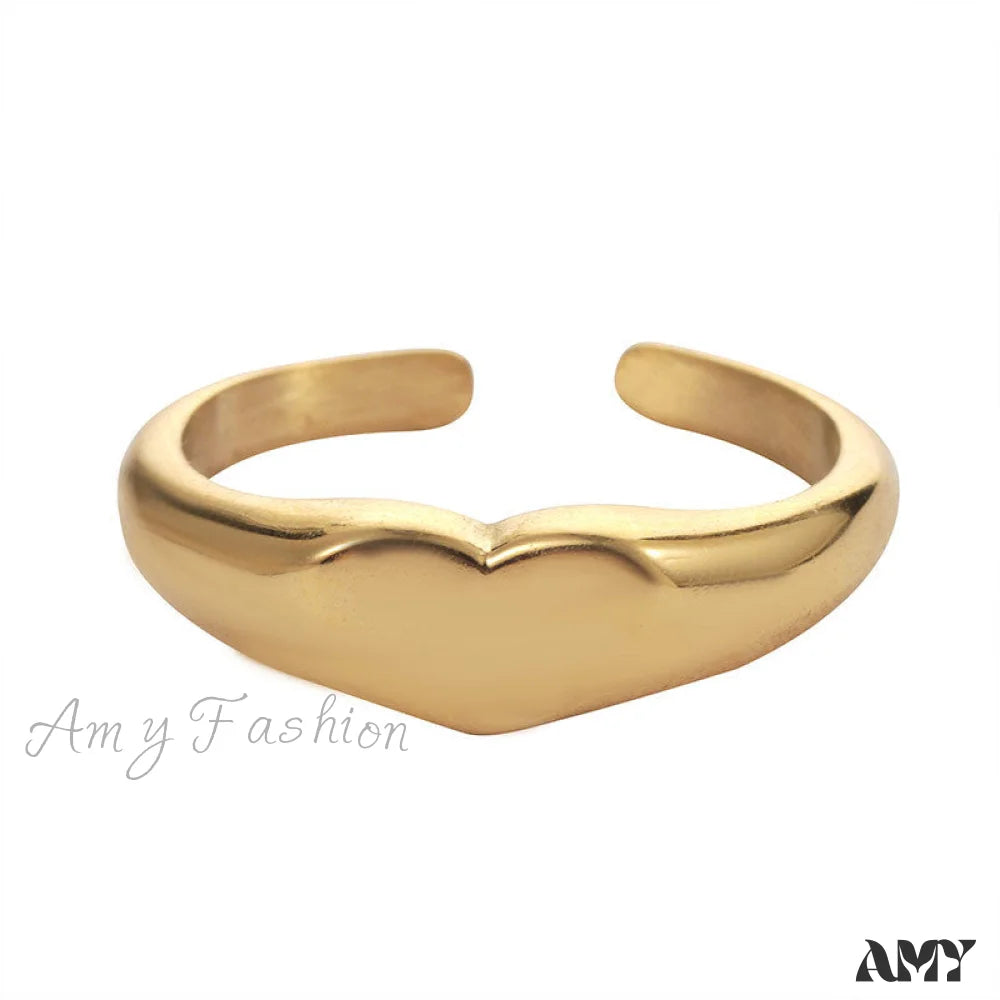 Stainless Steel Glossy Heart Rings