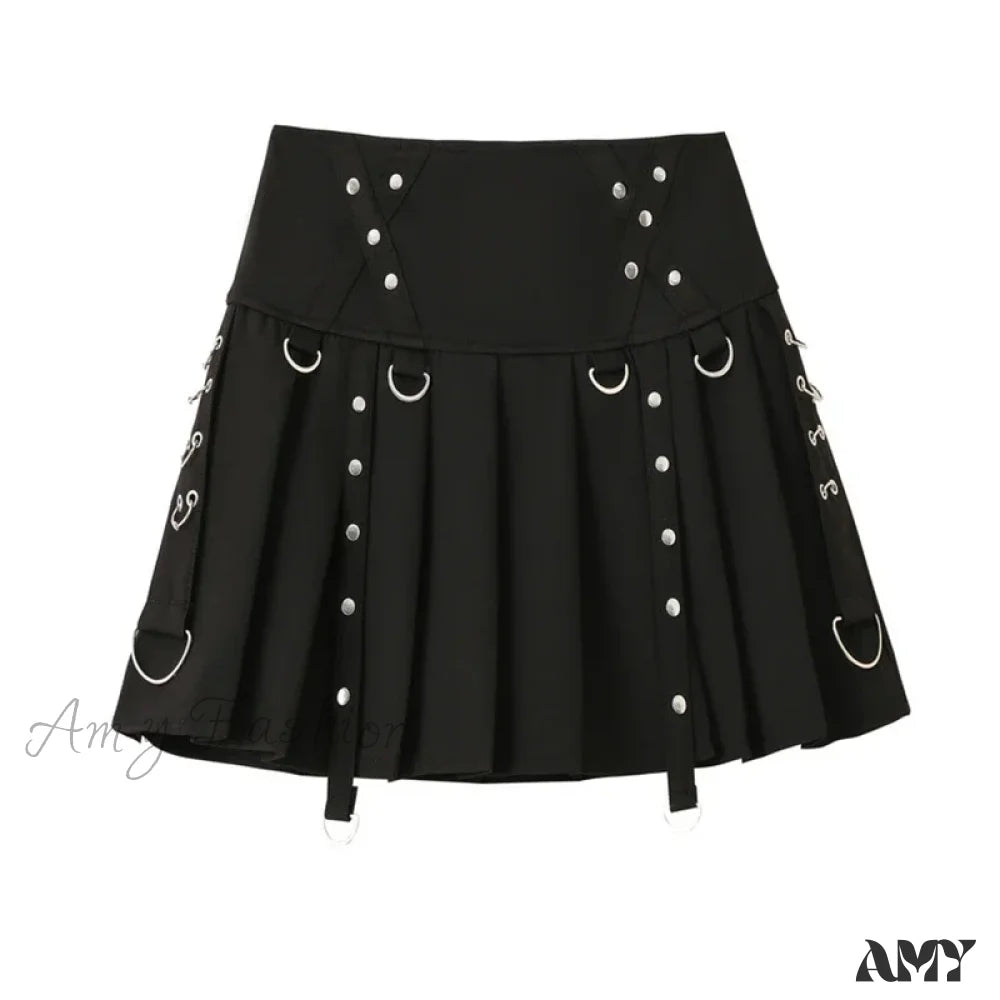 Streamer Gothic Low Personality Version Skirt Metal Harajuku Rivet Pleated Spice Short Diablo