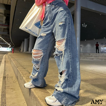 Street Style Hip Hop Ripped Jeans