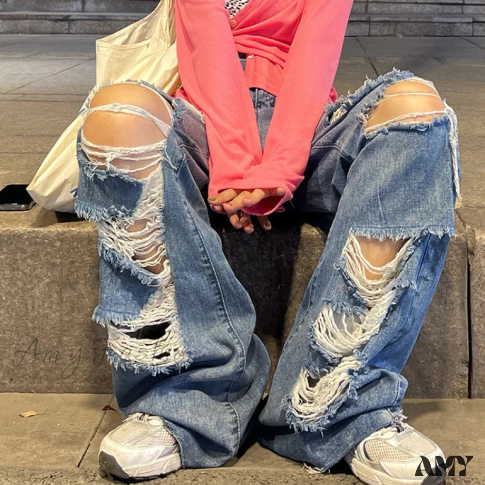 Street Style Hip Hop Ripped Jeans