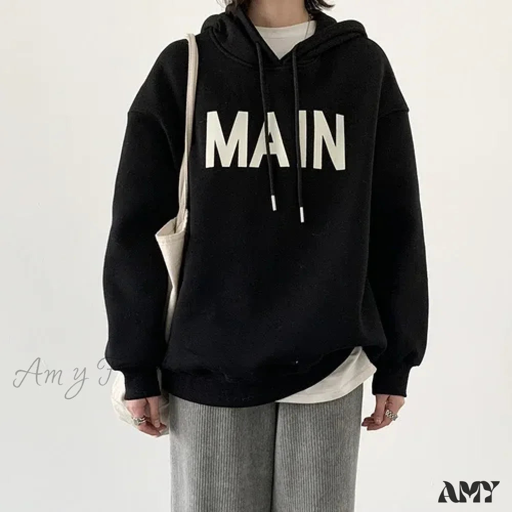 Streetwear Casual Cozy Comfortable Loose Trendy Stylish Elegant Hoodies Black / L