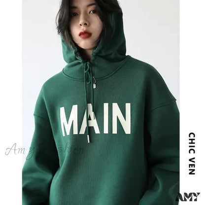 Streetwear Casual Cozy Comfortable Loose Trendy Stylish Elegant Hoodies Green / L