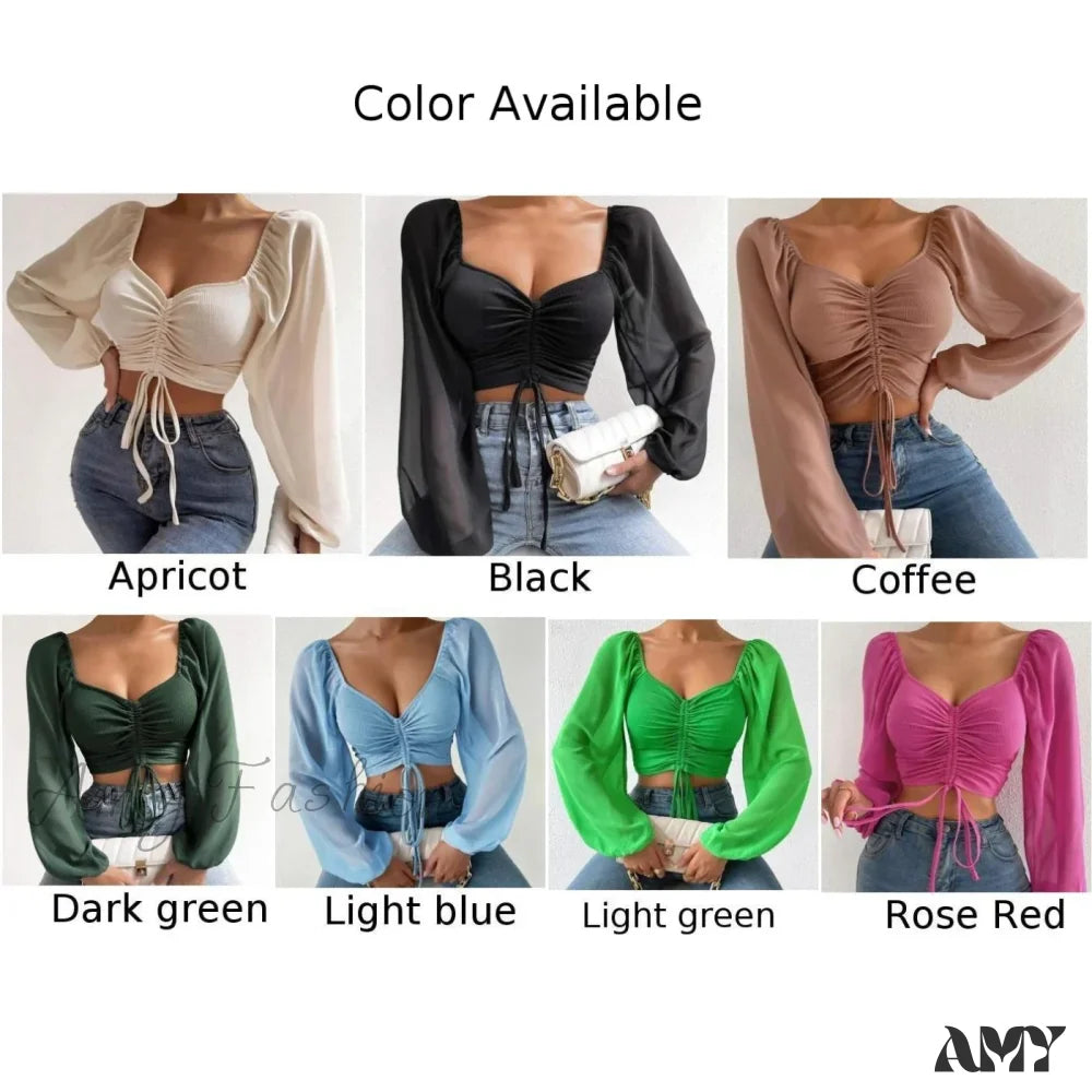 Streetwear Harajuku Sexy Crop Top Trends Long Sleeve Blouse